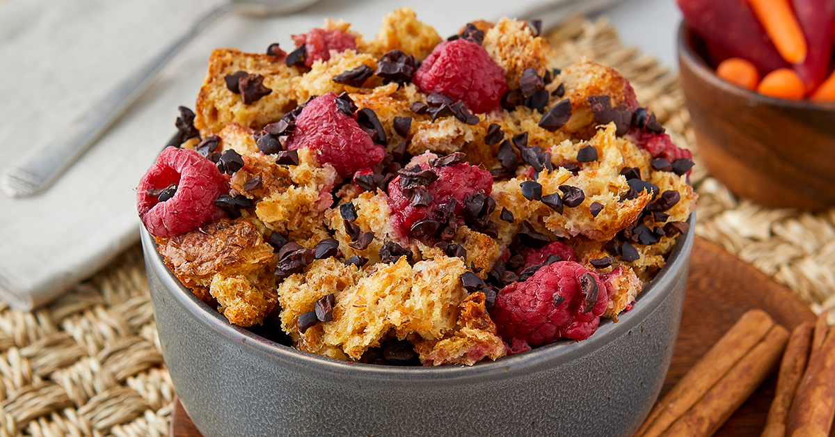 Raspberry Cacao Slow Cooker Bread Pudding