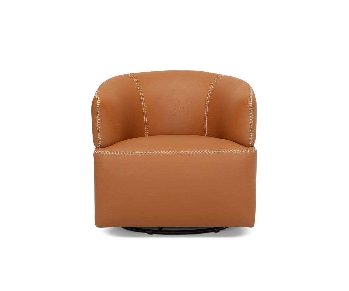 Image of Nicasio Leather Swivel Chair - Cognac