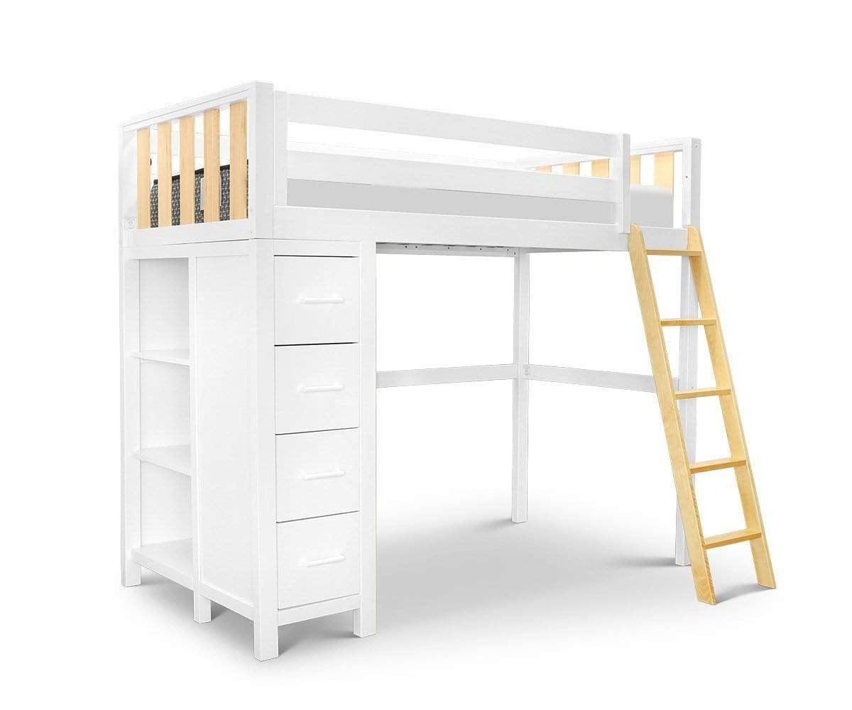 wood twin loft bed with desk