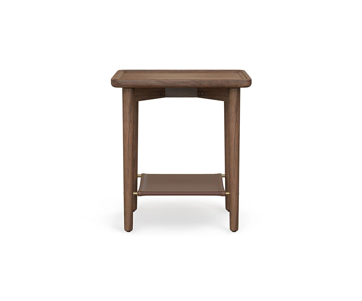 Image of Haron End Table with Leather Shelf