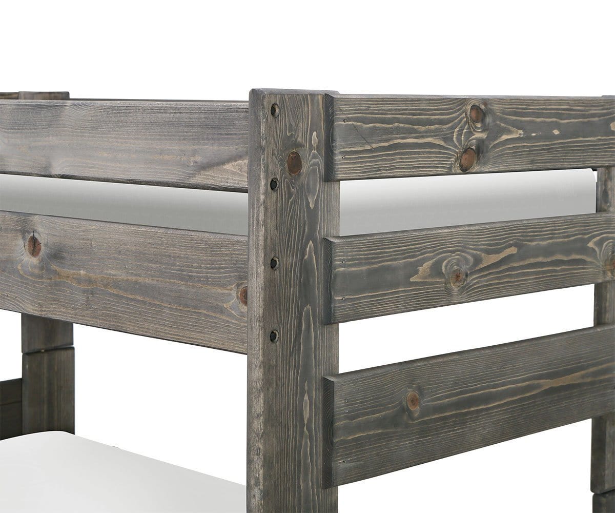 grey wooden bunk beds