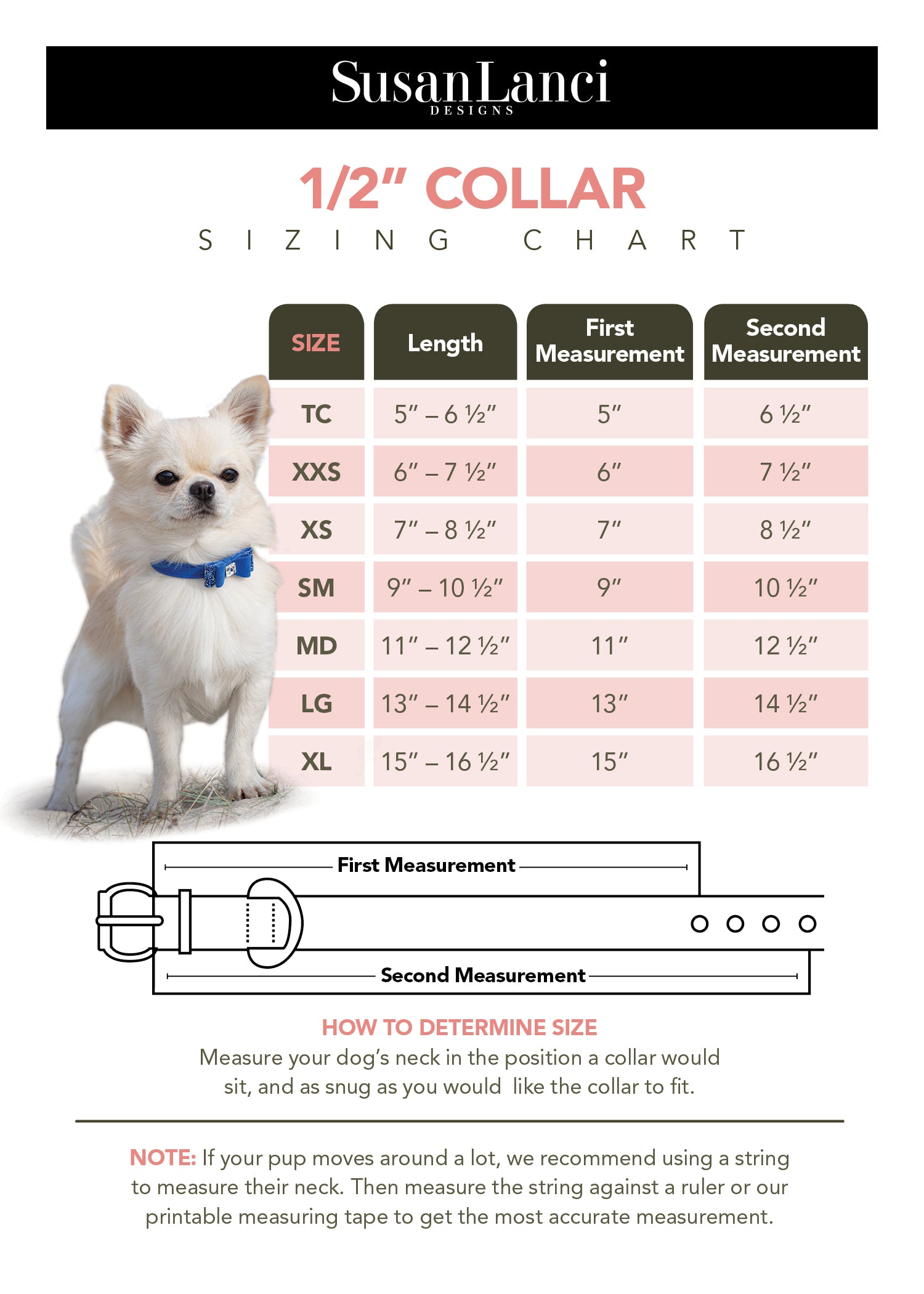 1/2" Collar Size Chart
