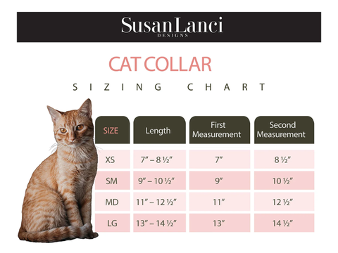 Preview of the Cat Collar Size Chart available from Susan Lanci Designs.