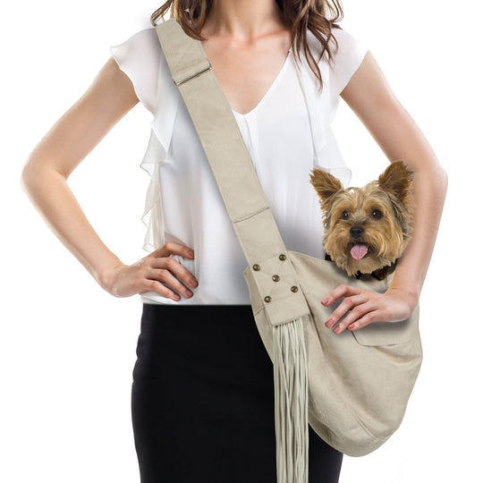 Luxury Purse Carrier Collection- Ultrasuede Nouveau Bow - Carriers -  Sling/Bag Style Carriers Posh Puppy Boutique