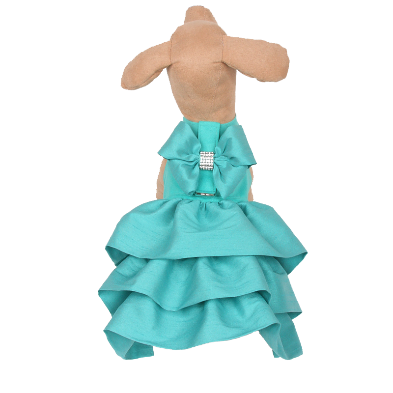 Blue Dog Dress | Aqua Dog Harness | Susan Lanci Designs