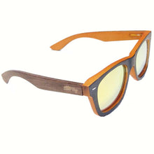 SunFly Brown and Orange Bamboo Sunglasses with Gold Mirror Lens