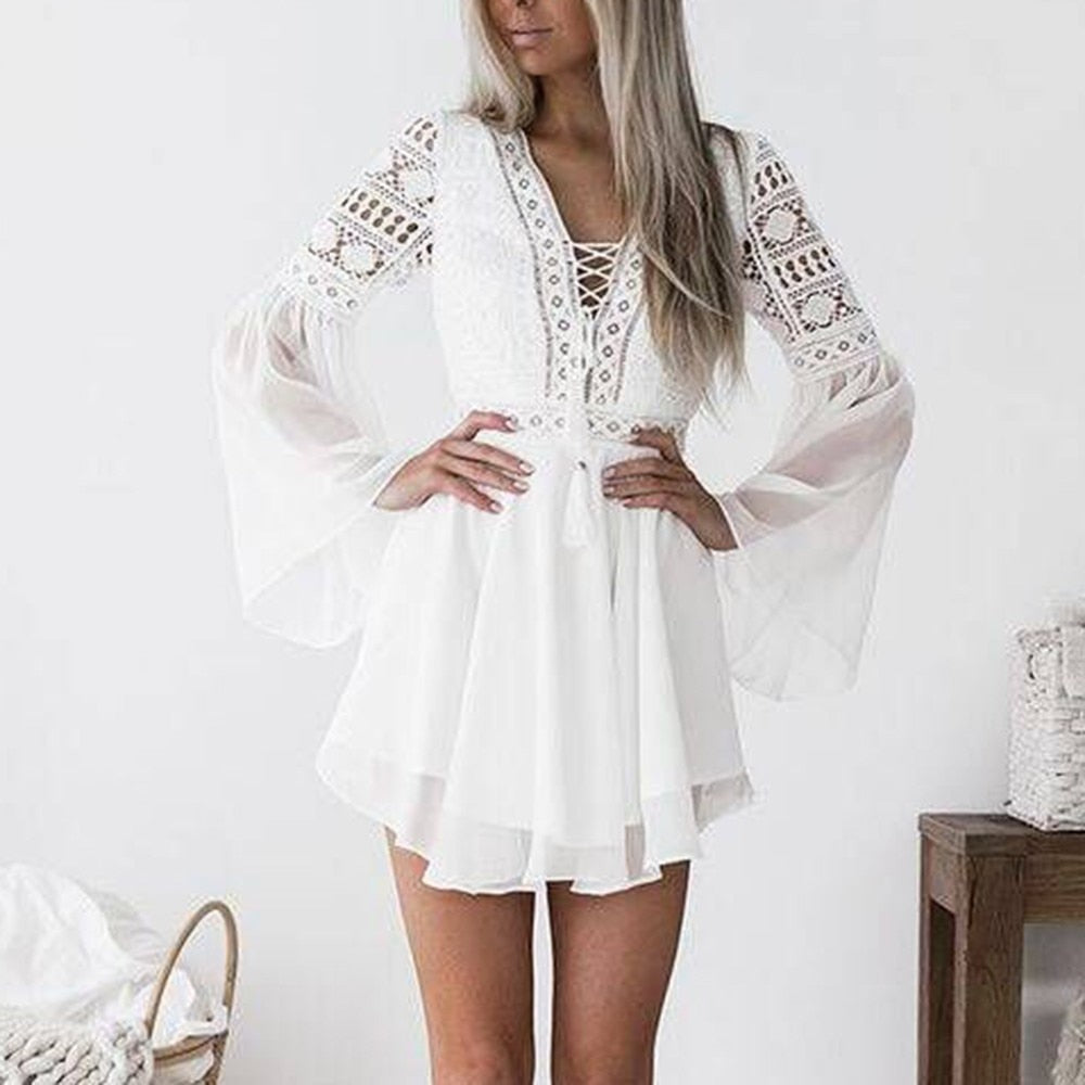 white summer dress long sleeve