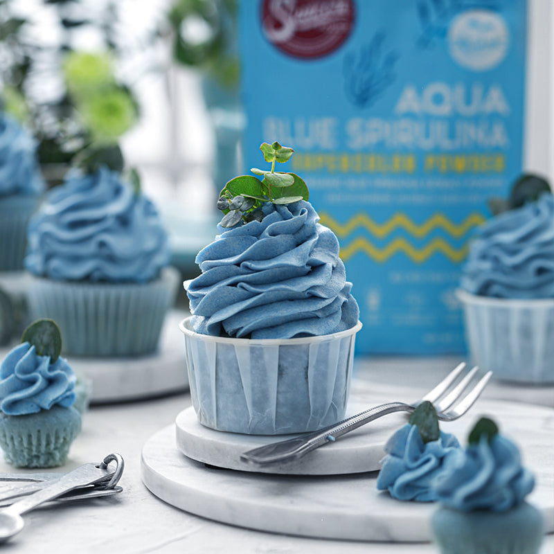 blue frosting cupcake