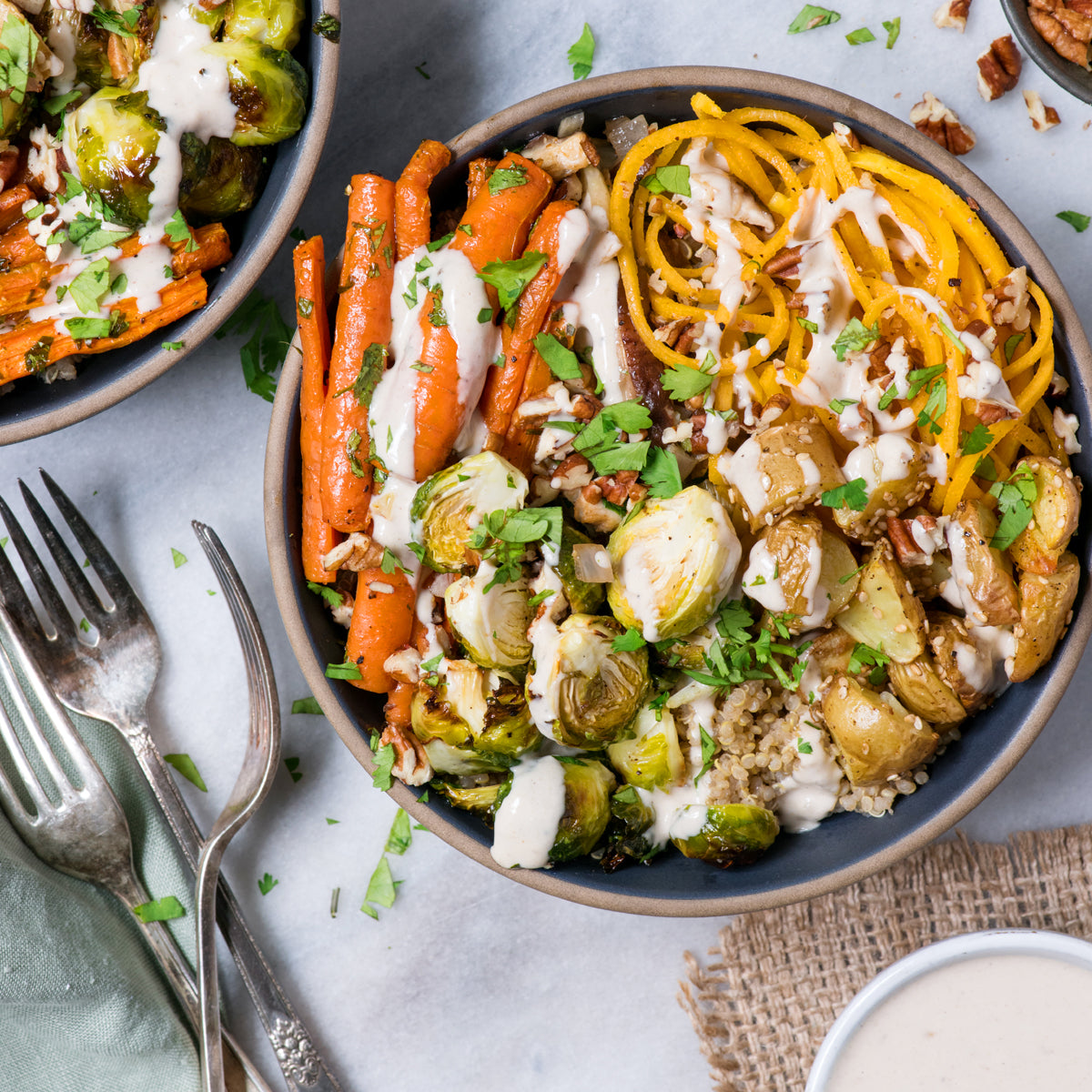 Veggie Quinoa Bowl with Lemon Tahini Dressing – Suncore Foods Inc.