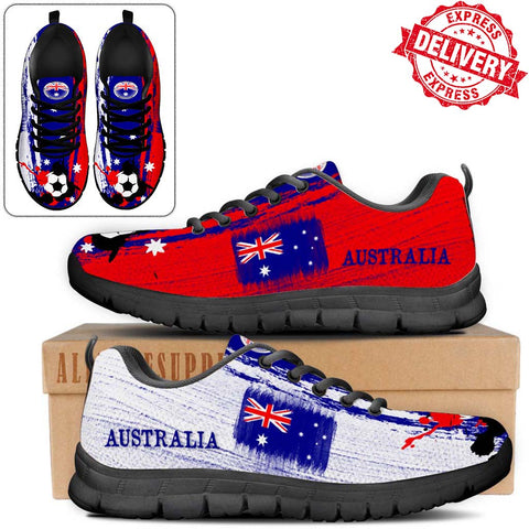 Australia National Flag [Soccer Paint Brush] - Kid's Running Sneakers - EXPRESS DELIVERY!