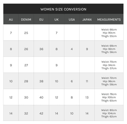 SIZE CHART