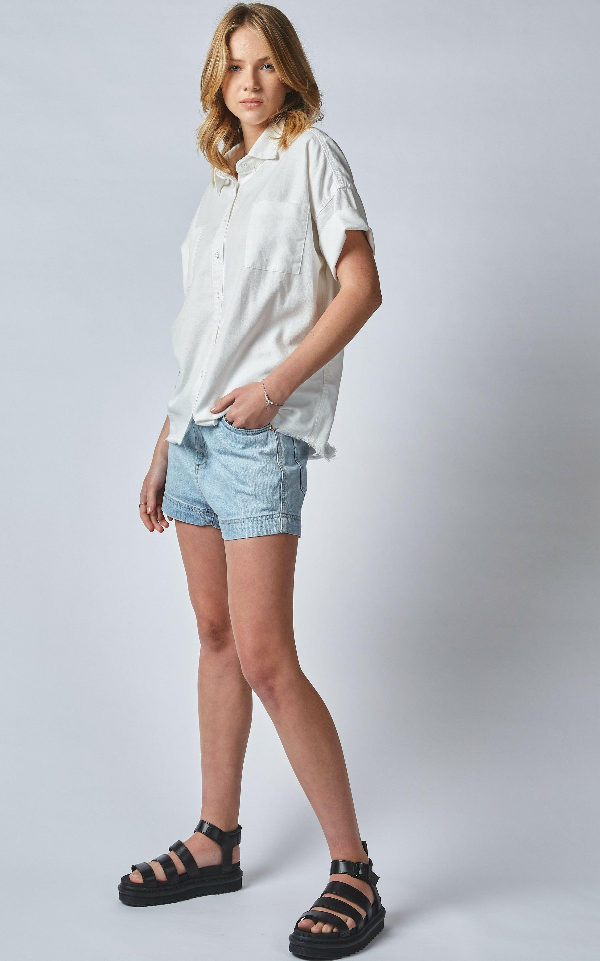 Katka White Linen Denim Shirt  DRICOPER DENIM SHIRTS.