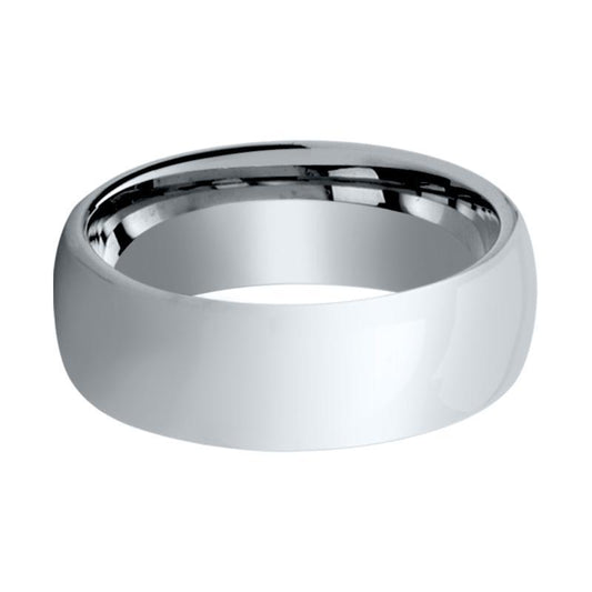 Tungsten Wedding Ring Shiny Polished Faceted Center Domed 6mm, 8mm