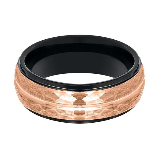 The Edisto, Women's Hammered Rose Gold Wedding Band