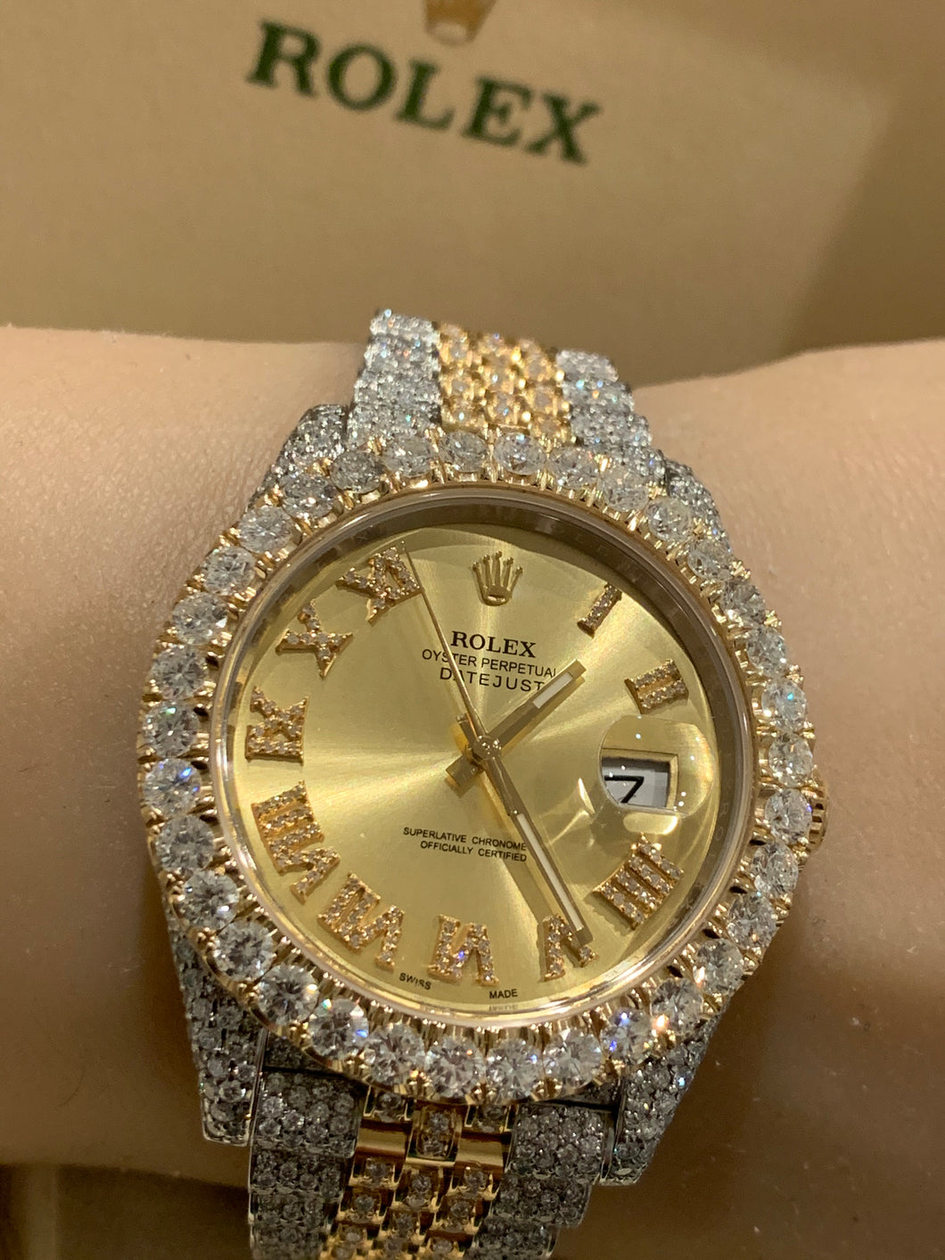 rolex iced out bezel