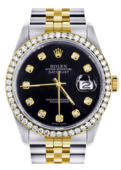 Rolex Datejust Black Diamond Dial Steel Yellow Gold Ladies for