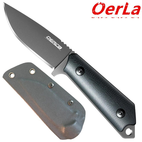 OERLA TAC Knives OLHM-012 Fixed Blade Outdoor Duty Knife Small Cleaver Knife  420HC Stonewashed Stainless Steel Field Knife Camping Knife with G10 Handle  Waist Clip EDC Kydex Sheath (Black) : : Sports