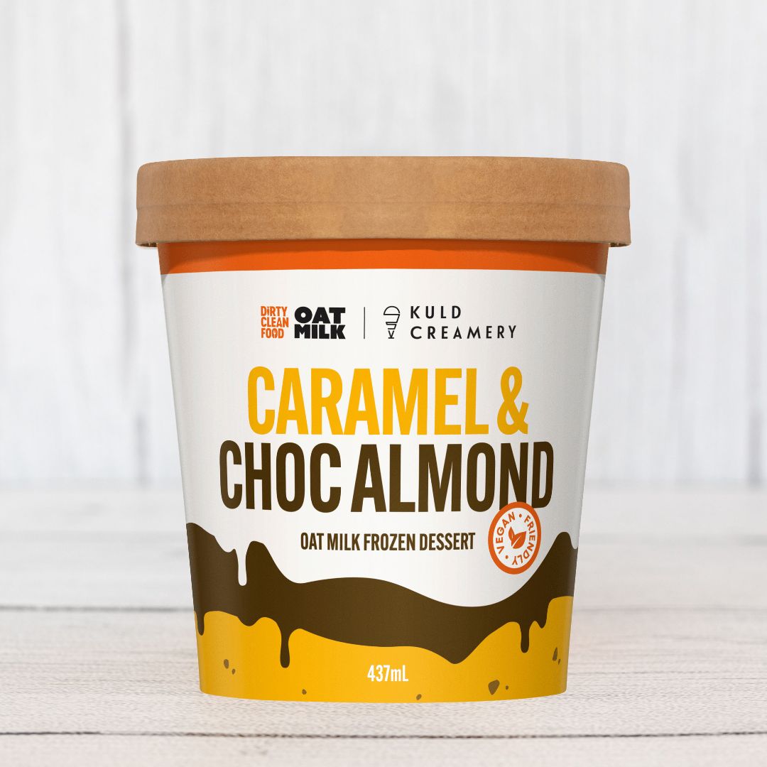 Kuld Creamery Caramel & Choc Almond Oatmilk Ice Cream (437ml) — Dirty Clean  Food