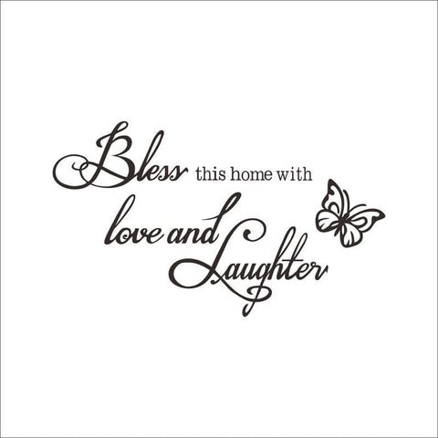 Bless This Home LOVE LAUGHTER Beautiful Butterfly 3D Wall Decal Black ...
