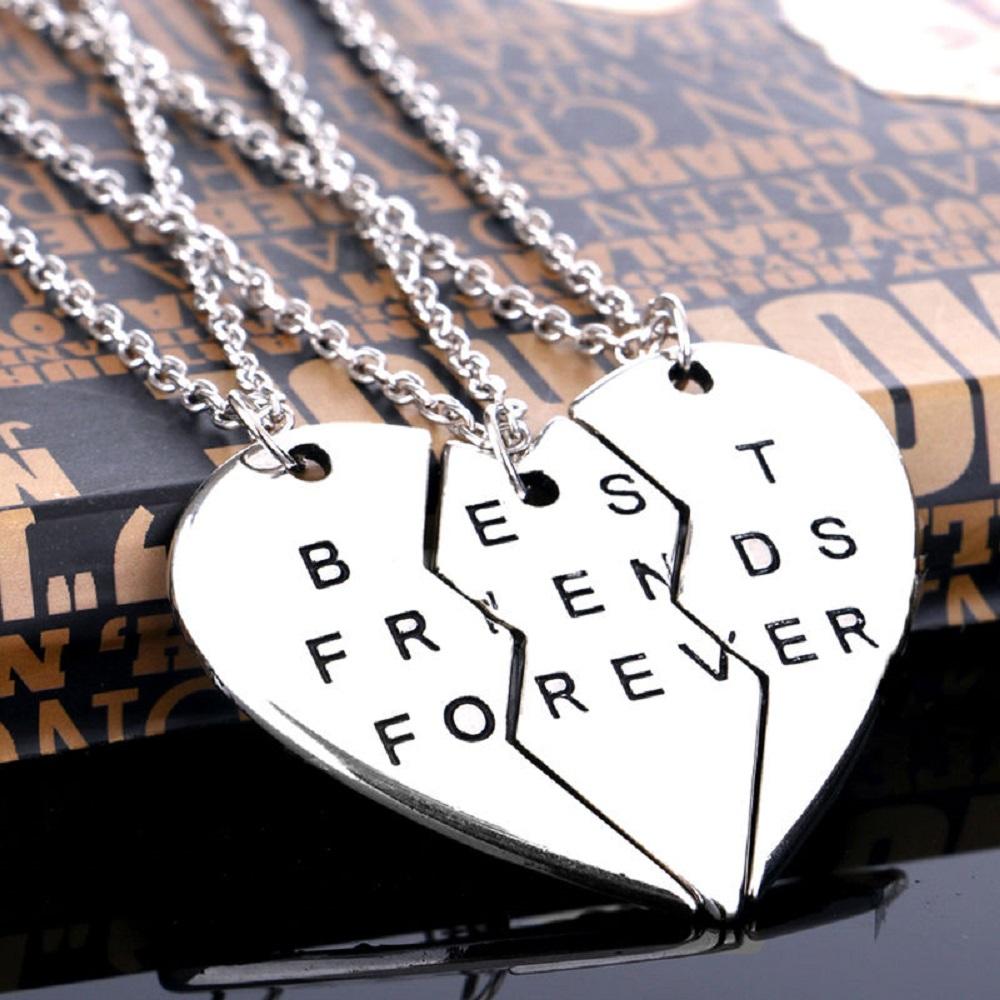 Silver Broken Heart 3 Parts Best Friends Forever Pendant Necklace Sparklingselections 