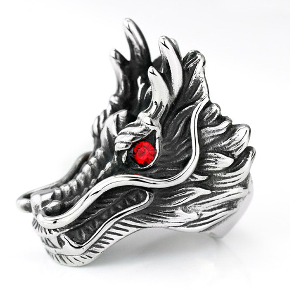 Red Stone Dragon Head Rings For Men – sparklingselections