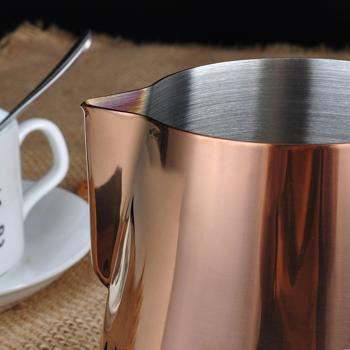 ReaNea Rose Gold Milk Frothing Pitcher 12 oz Stainless Steel Milk