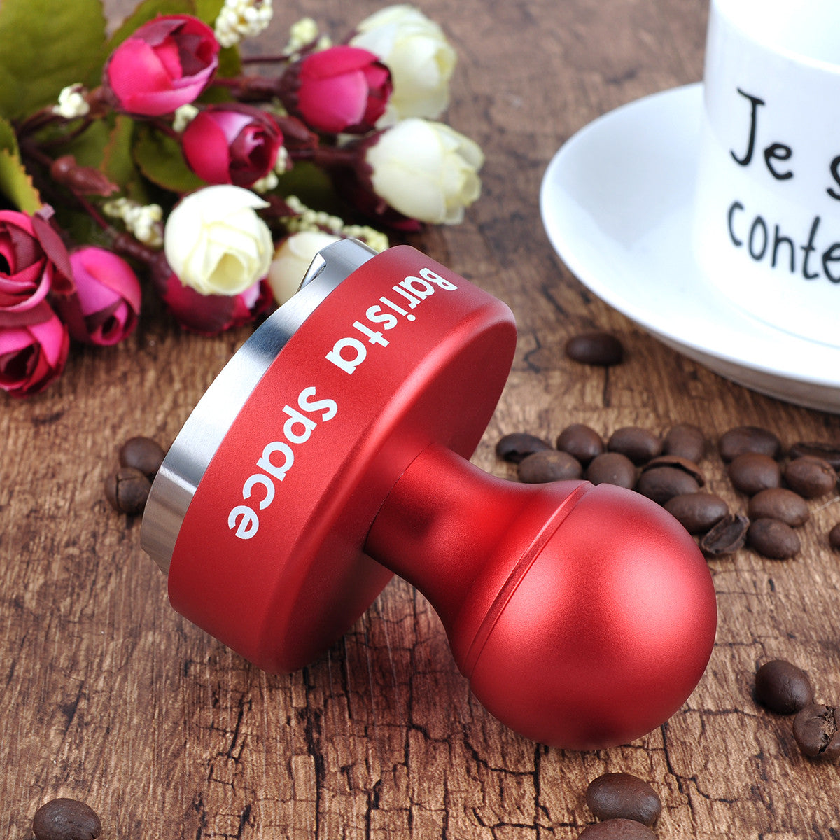 58mm coffee tamper – BaristaSpace Espresso Coffee Tool including milk jug, tamper and distributor for sale.