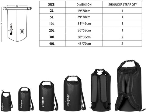 Dry Bag Size Chart – Unigear