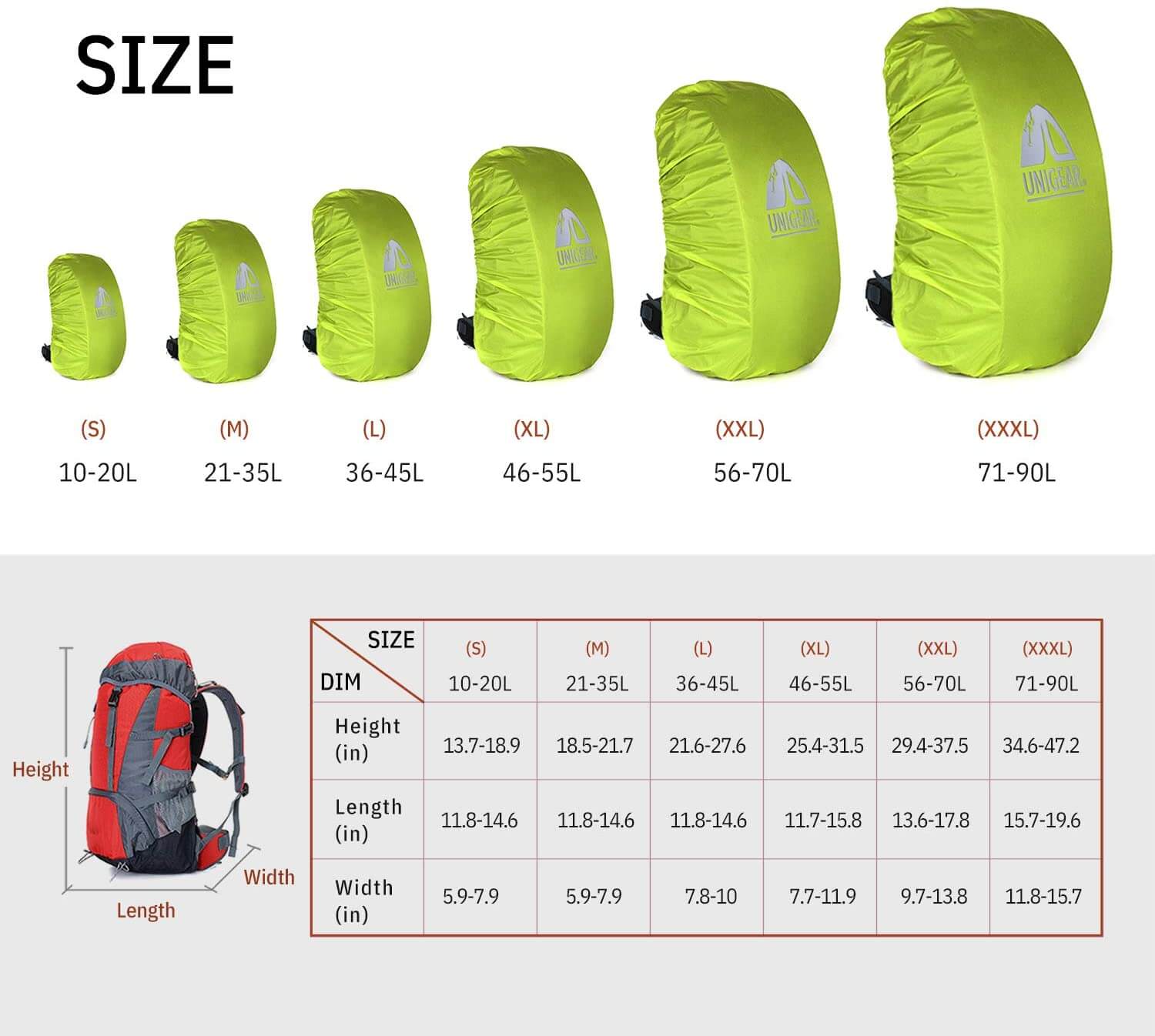 bag size chart