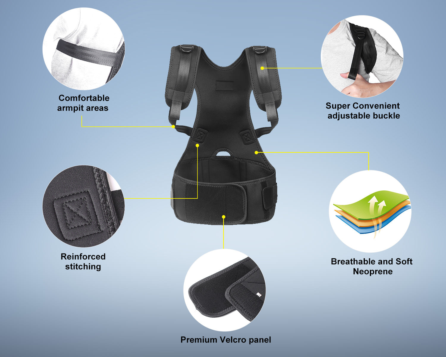 Unigear Back Posture Corrector With Fully Adjustable Straps Xl