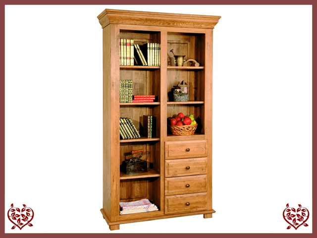 Heritage Oak Bookcase 4 Drawers Paul Martyn Furniture