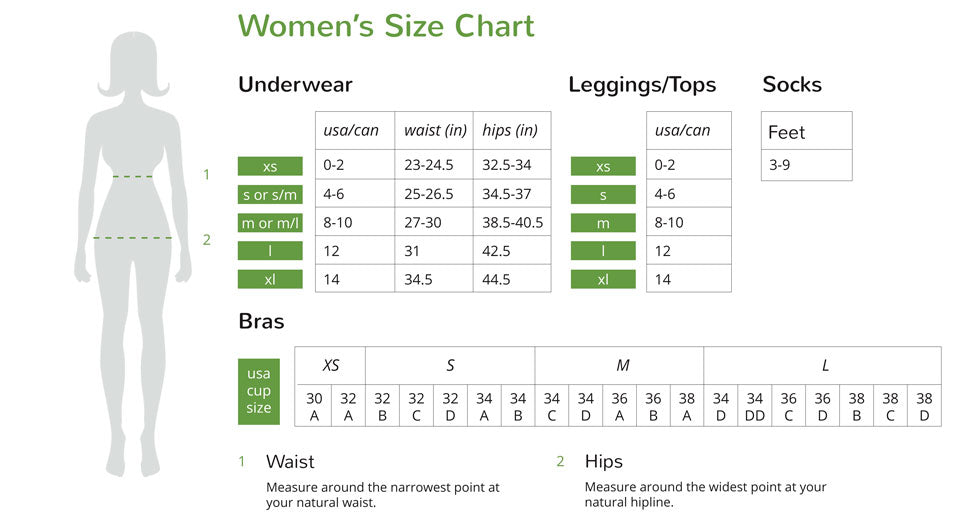 Boody Women's Size Chart