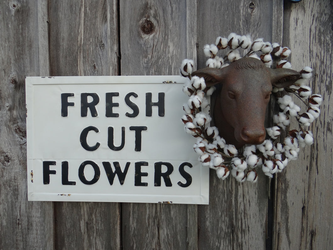 Vintage Embossed Metal "FRESH CUT FLOWERS" Sign ...