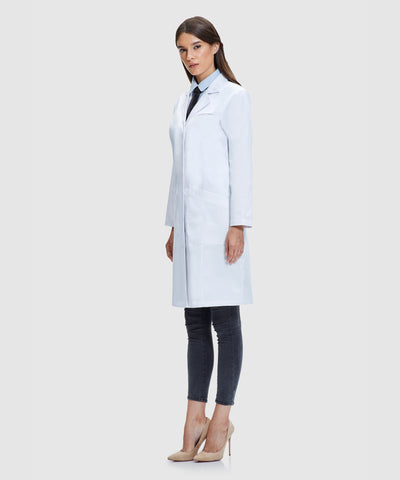 women entering science with designer lab coats