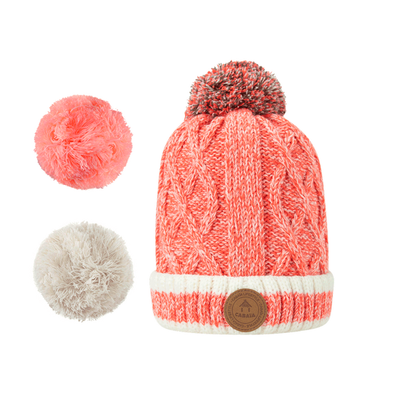 Cabaia Bonnet A Pompons Bebe 0 6 Mois Jus De Pomme Coral Polaire Cabaia