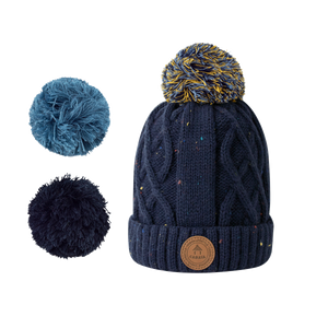 Cabaia Bonnet A Pompons Bebe 0 6 Mois Jus De Pomme Navy Polaire Cabaia