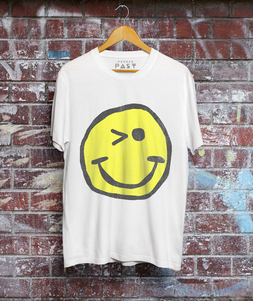 Winking Smiler Loves Acid House T-Shirt / White – Future Past Clothing