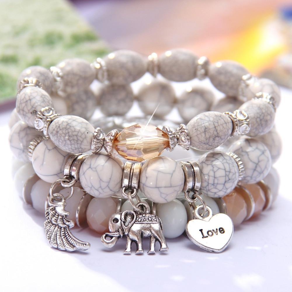 LilliPhant 3 Layers elephant beaded charms bracelet