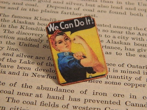 Rosie the Riveter brooch Feminist lapel pin We Can Do It jewelry