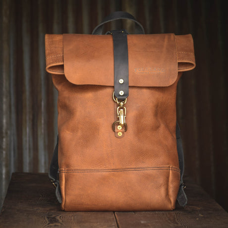 Folkland Rolltop Ruck in Light Brown Leather