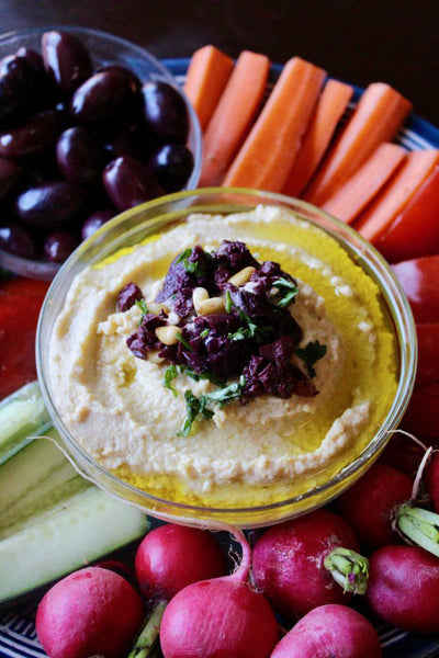 homemade hummus and veggies