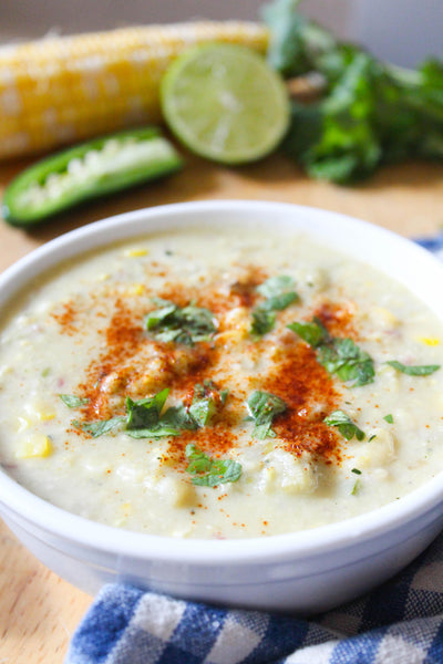 summer corn and zucchini chowder with green chiles