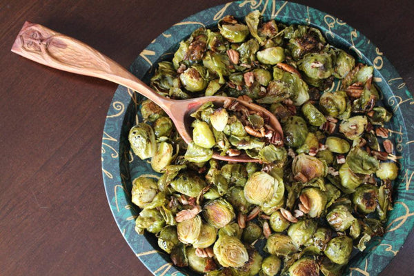 thanksgiving recipes balsamic glazed brussel sprouts with pecans