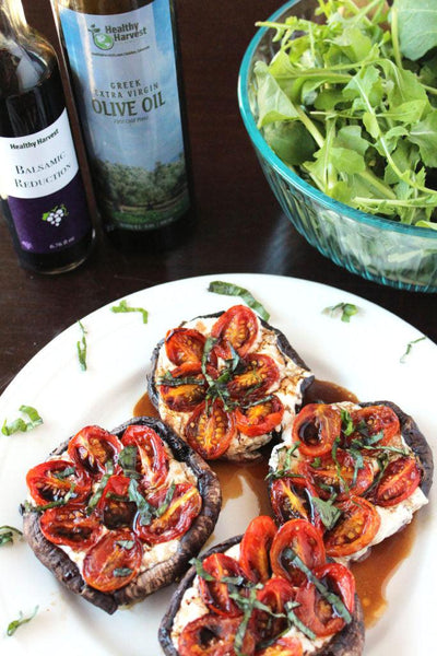 caprese stuffed garlic butter portobello mushrooms