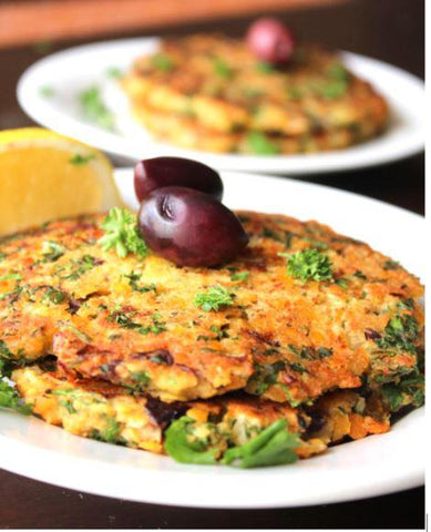 Savory Lentil Pancakes with olives