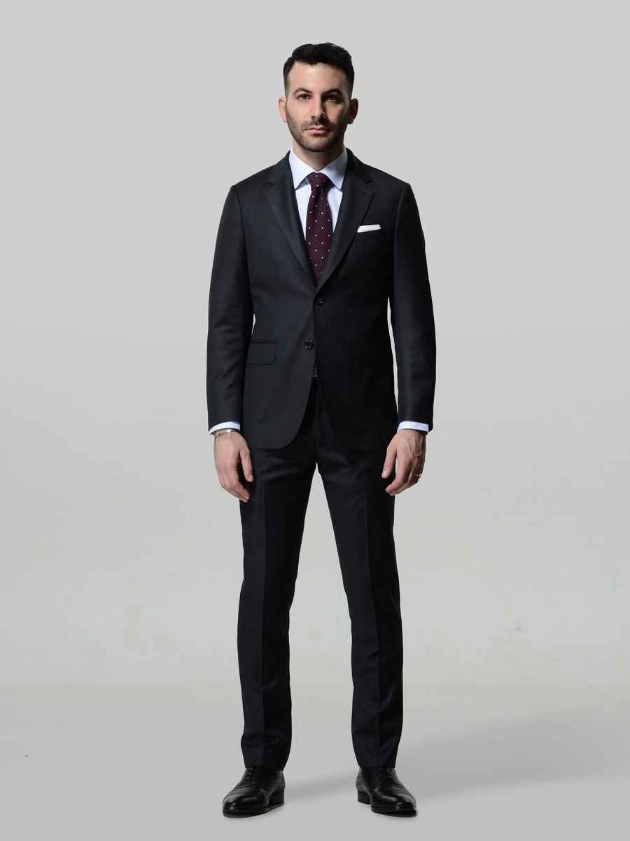 Striped Charcoal Grey Suit by Vitale Barberis Canonico Super 110s' Fab ...