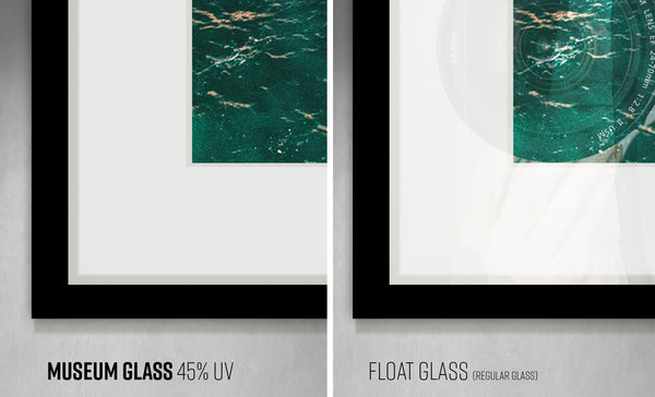 Museum Glass 45% UV protection vs. Float Glass