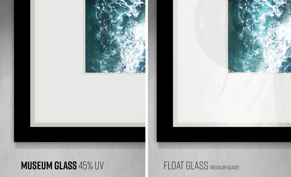 Museum Glass 45% UV protection vs. Float Glass