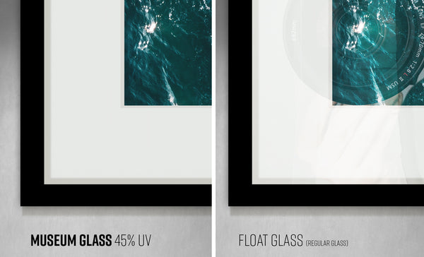 Museum Glass 45% UV protection vs. Float Glass