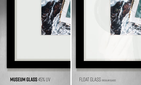 Museum Glass 45% UV protection vs. Float Glass